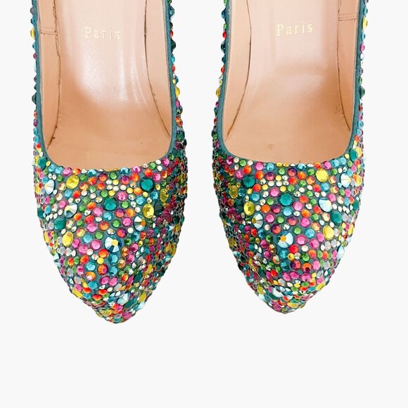 Christian Louboutin Daffodile 160 Pumps EU 39.5 US 9.5 Multi Crystal Strass - Picture 5 of 14